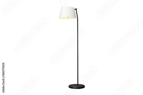 Modern Floor Lamp with White Shade Isolated on White Background