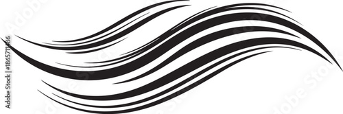 Black wavy lines on white background abstract design element