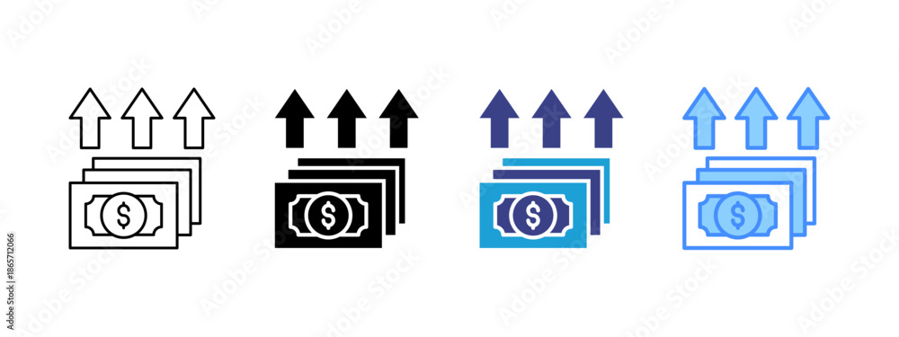 Naklejka premium Profit Growth icon set multiple style collection