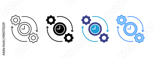 Process  icon set multiple style collection