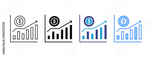 Forecasting  icon set multiple style collection
