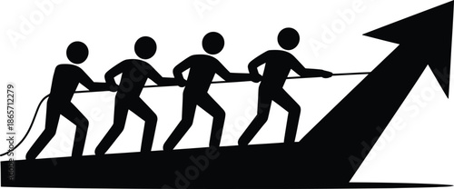 A vector illustration of a group of business people in the office moving with the passion of a dancing silhouette, capturing human art and black body evolution