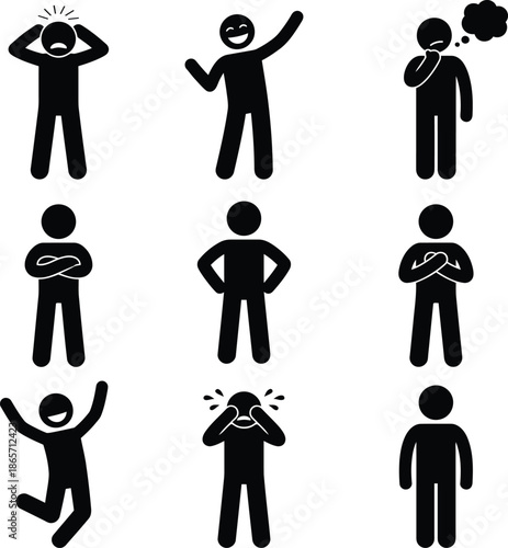 Collection of stick figure emotions and poses