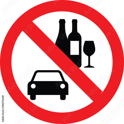 Warning sign for no drinking and driving