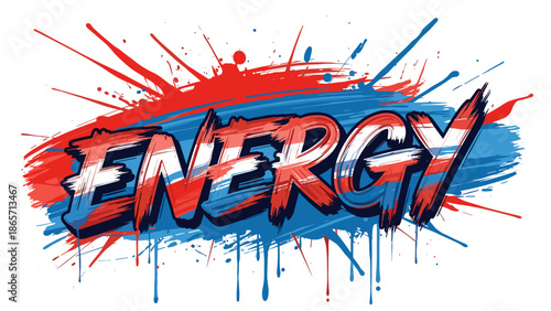 Energetic Word Art Dynamic Typography with Red White and Blue Splatter Design.