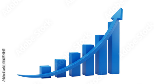 A blue 3d bar chart with an upward trend isolated on transparent background Free Download A blue 3d bar chart with an upward trend isolated on transparent background - GFXLoad