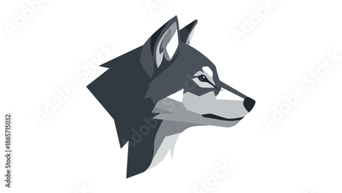 Geometric Wolf Head Illustration with Sharp Angles and Contrasting Shades.