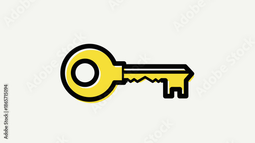 Golden Key Icon Security Access and Unlocking Symbol.