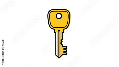 Golden Key Illustration Unlocking Opportunities and Security Concepts.