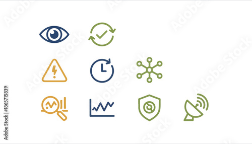 Abstract icon set for data analysis and digital representation
