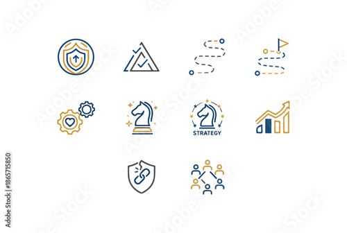 Abstract icon set illustrations for business technology and conceptual design
