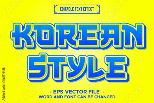 Korean Style Editable Text Effect with Bold 3D Typography Vector