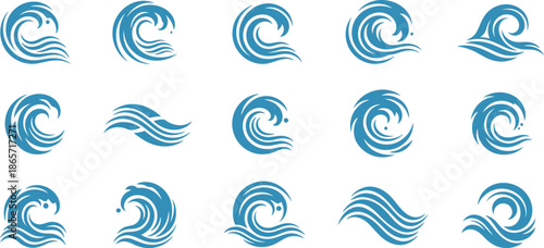 Sea Ocean Waves Swirl Logo Water Splashes Nautical Black Tribal Tattoo Fluid Tidal Streams With Breeze Swirls