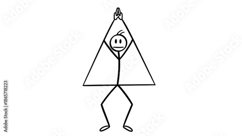 Stick figure man trapped inside a triangle, representing confinement or problem-solving on an isolated white background.