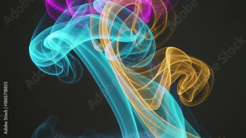 Vibrant colorful smoke swirling dynamically on dark background