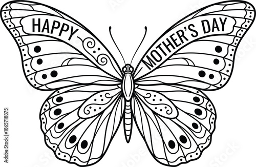 Mother's day butterfly silhouette coloring page