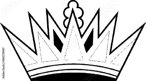 minimalist royal crown vector icon in black and white geometric style