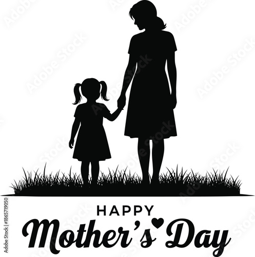 Silhouette of mother and child on mother's day