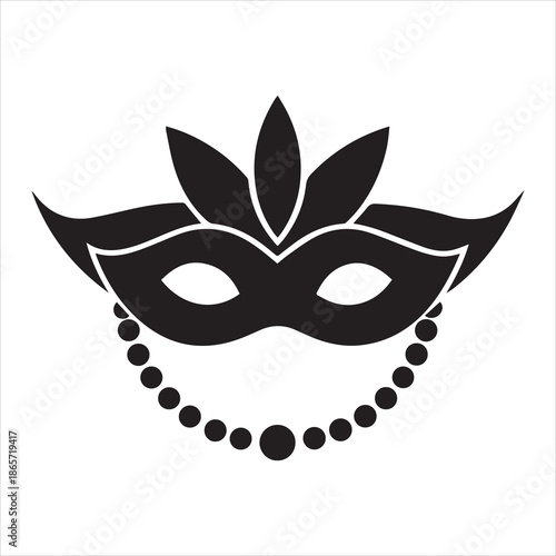 Carnival Mask and Beads Silhouette Vector