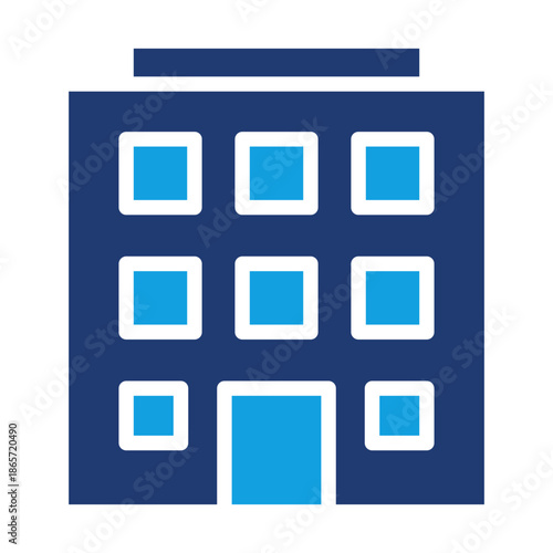 Hotel Blue Color Icon