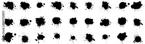 Blood drops and smears bundle. Vector collection of red splatter effects and stains.