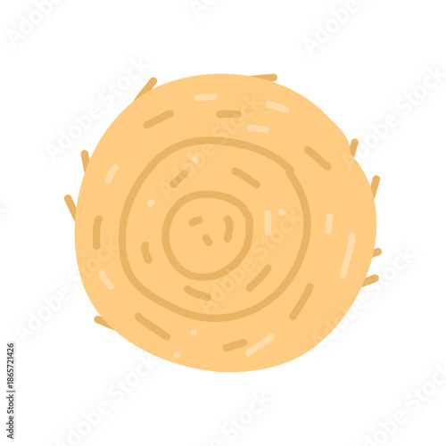 Round Hay Bale Farm Illustration in Naive Style