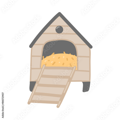 Cute Chicken Coop Farm Illustration in Soft Pastel Style