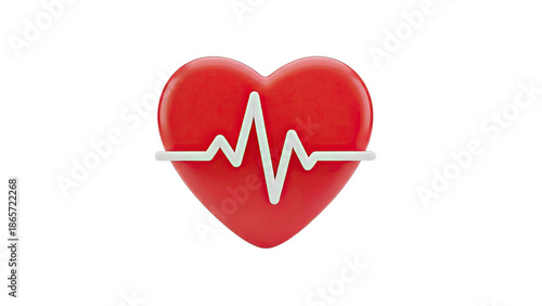 Red Heart with EKG Pulse Line