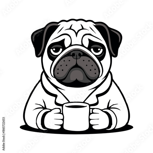 Happy Dog Holding a Bone Illustration