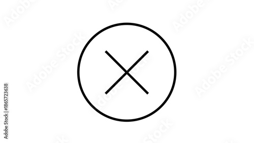 Black Circle with Cross Inside Symbol.