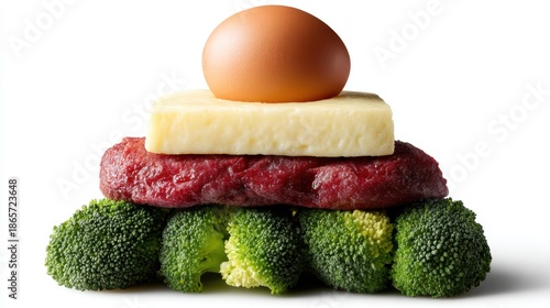 Broiled meat dish dish featuring broiled meat artfully piled broiled meat dish - dish featuring broiled meat artfully piled