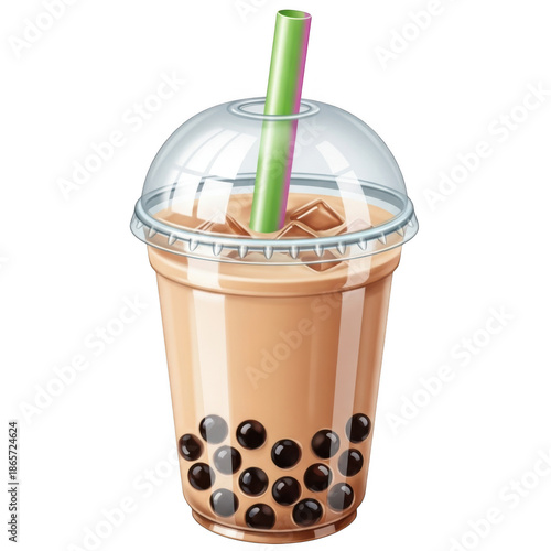 Refreshing bubble tea with tapioca pearls
