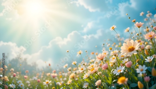 Abstract Sunny Beautiful Spring Background with Fresh Colors and Light, Airy Atmosphere