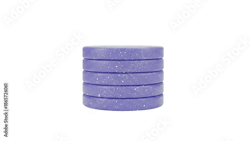 Stack of Five Purple Weights with Speckled Pattern