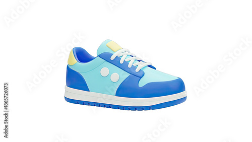 Stylized 3D Render of a Blue and Light Blue Sneaker