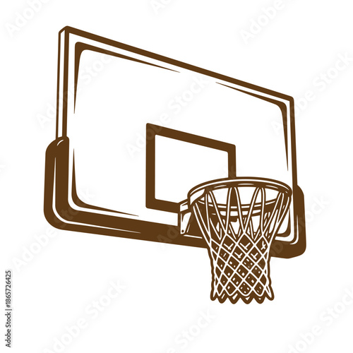 Vintage brown basketball hoop with net and backboard for sports and games  outdoor court equipment