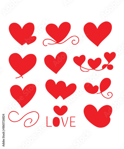 Hand drawn linear hearts set vactor  Various brush, chalk, marker, ink drawn heart shapes. Artistic lines, outlines.vactor Valentine's day uneven, textured edge doodle vactor illustration