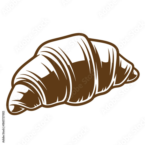 Vintage Brown croissant pastry illustration isolated on transparent background