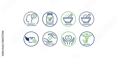 Medical icons healthcare symbols and wellness concepts illustration