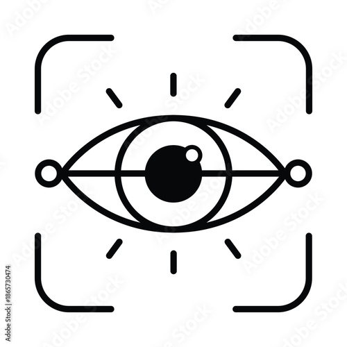 Eye Recognition Vector Outline Icon EPS 10 File