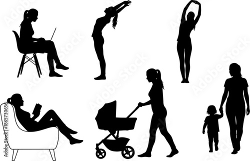 Celebrating empowered women on international women's day silhouettes of strong female figures