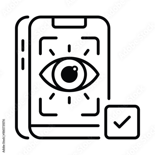 Mobile Eye Recognition Vector Outline Icon EPS 10 File