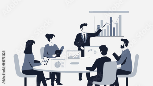 Business Team Meeting with Presentation.