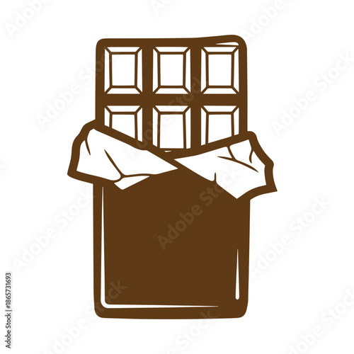 Vintage Chocolate bar in brown wrapper partially unwrapped  sweet treat