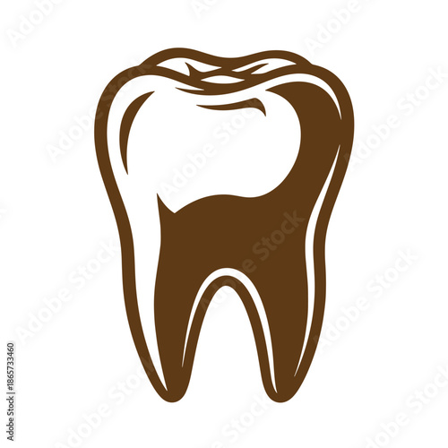 Vintage Brown tooth icon on white background for dental health concepts  oral care symbol