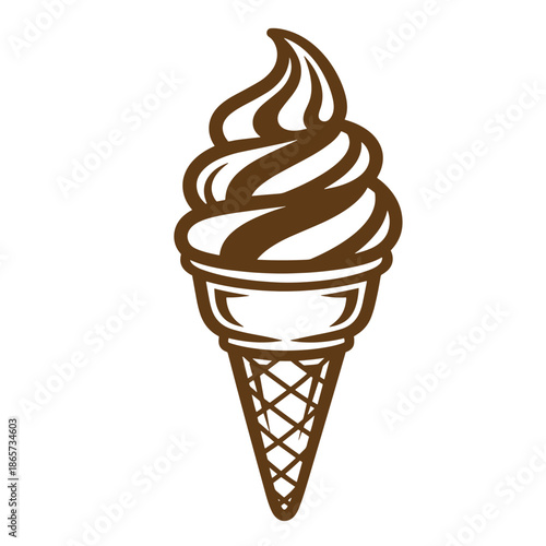 Vintage chocolate ice cream swirl on waffle cone sweet treat dessert