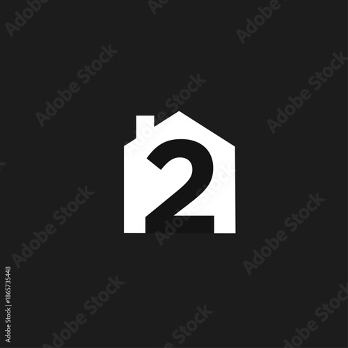 Modern House Icon with Number 2 Logo Design for Real Estate or Property Management