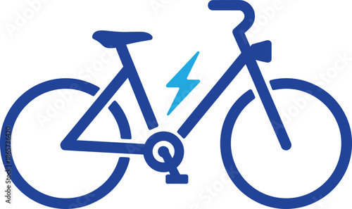 Electric bicycle icon, eco transport, sustainable mobility, e bike energy, vector illustration