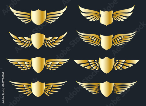 Golden heraldic shields