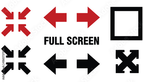 A set of black icons for full screen and navigation on transparent background